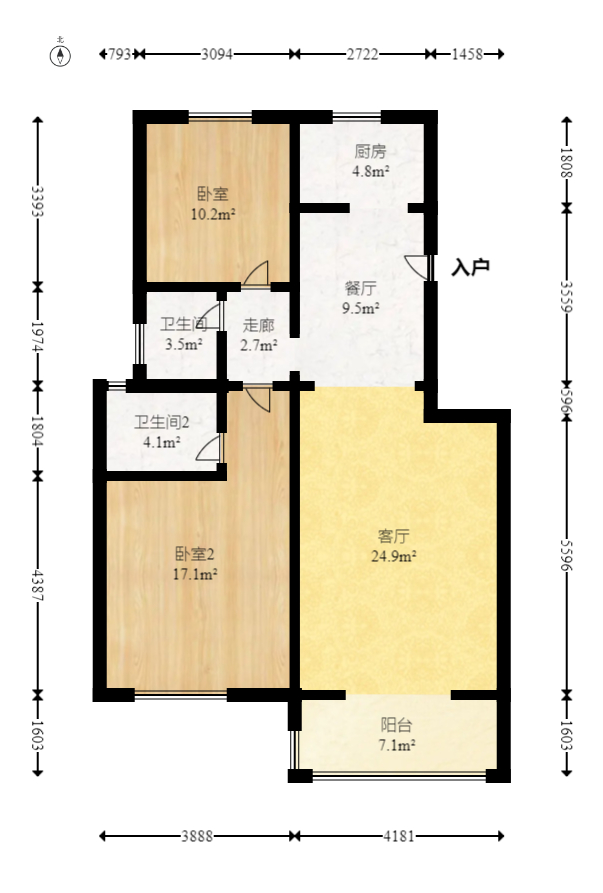 东城名苑 2室2厅1卫 48.8万 东城名苑 2室2厅1卫 48.8万户型图