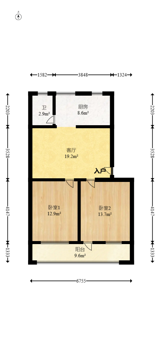 香樟路电信宿舍  2室2厅1卫   41.00万室内图1