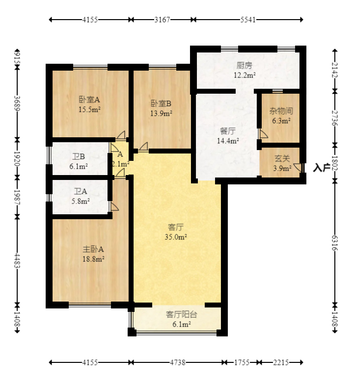 德润园  4室2厅2卫   152.00万室内图1
