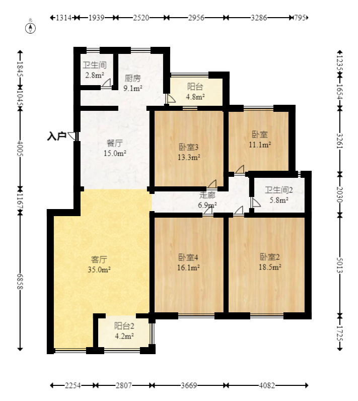 星城国际 4室2厅2卫 94.8万 星城国际 4室2厅2卫 94.8万户型图