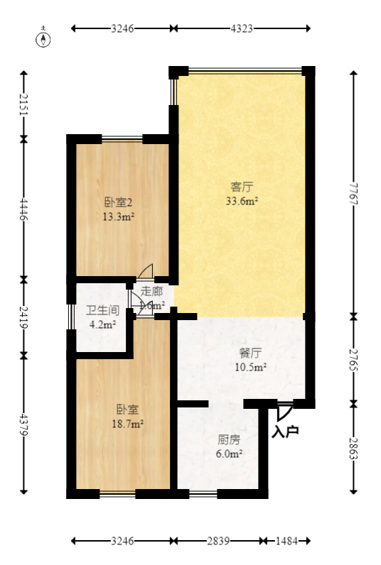 东城名苑  2室2厅1卫   43.80万室内图1