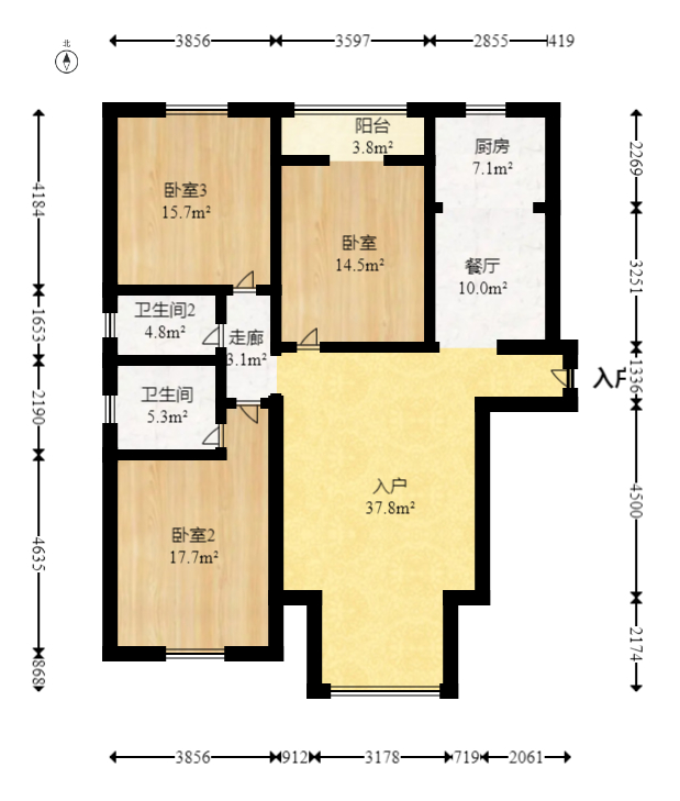 湖南有色地质勘查局宿舍（榔梨镇）  3室2厅2卫   102.80万室内图1