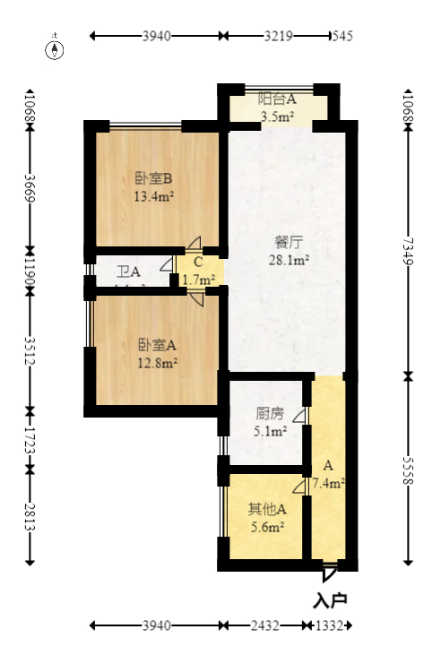中豪城南时代（中豪南苑）  3室2厅1卫   95.00万室内图1