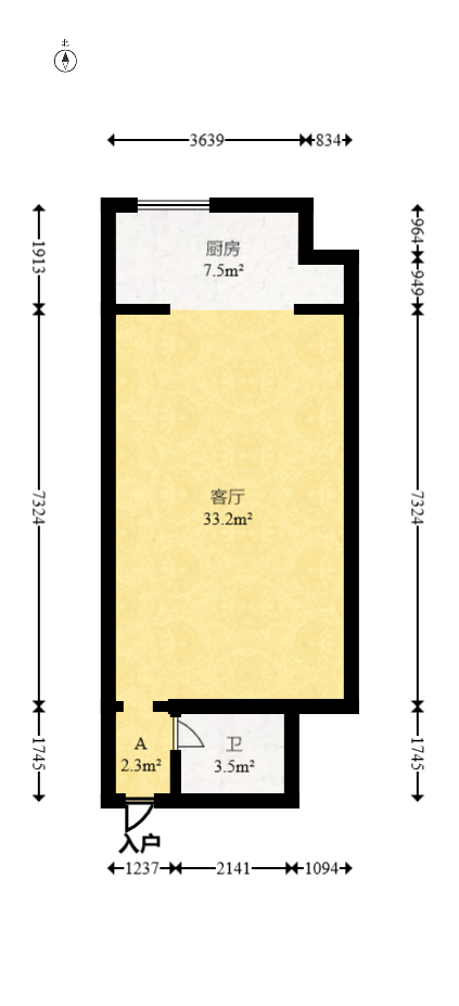 江南华府  1室1厅1卫   49.60万室内图1