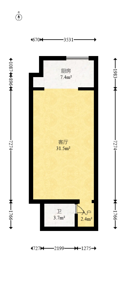 江南华府  1室1厅1卫   49.80万室内图1