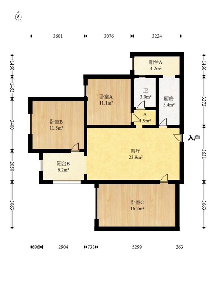 悦湖山 3室2厅1卫 72.0万 悦湖山 3室2厅1卫 72.0万户型图