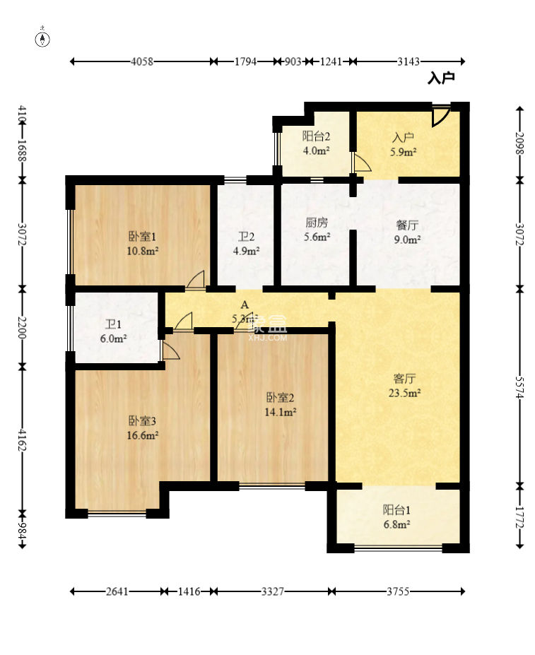 通用时代国际社区  3室2厅1卫   119.00万