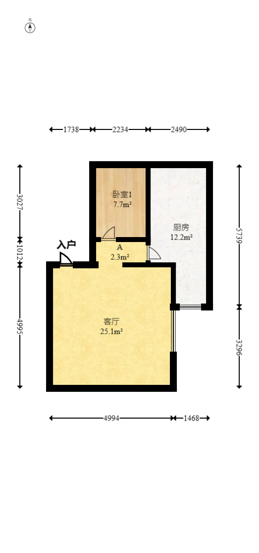枫丹雅苑（天辰枫丹白露）  2室1厅1卫   105.00万室内图1
