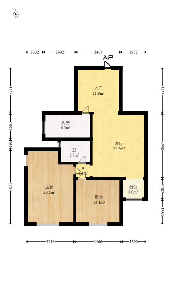 爱琴海岸 2室2厅1卫 63.6万 爱琴海岸 2室2厅1卫 63.6万户型图
