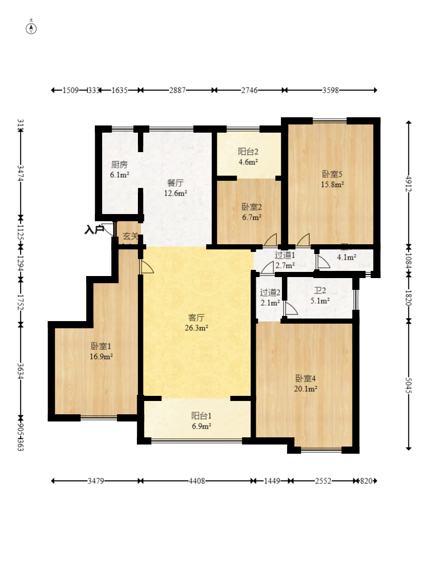 明发阅江悦府  4室2厅2卫    148.0万室内图1