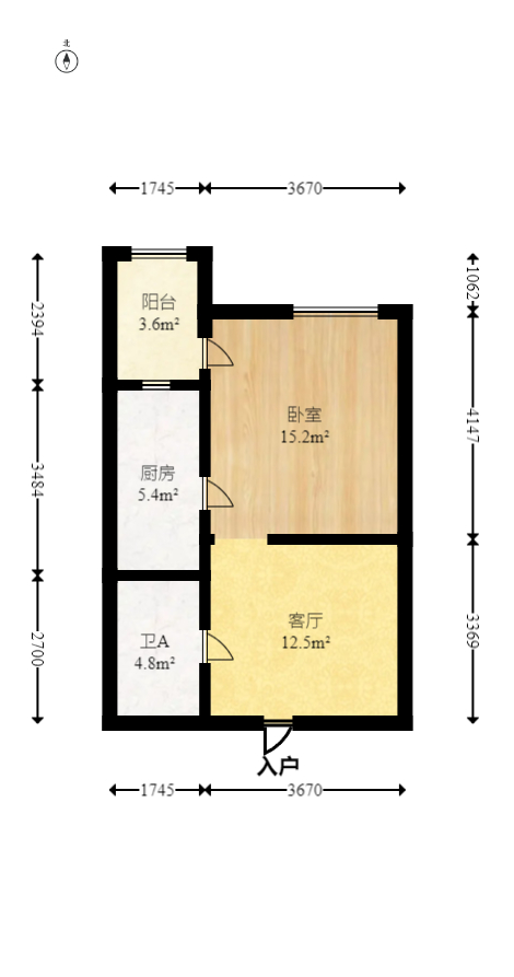 美洲故事  1室1厅1卫   53.80万室内图1