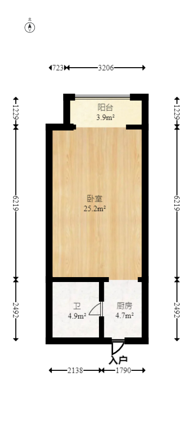 德思勤城市广场（宝格丽公寓）  1室1厅1卫   40.50万室内图1