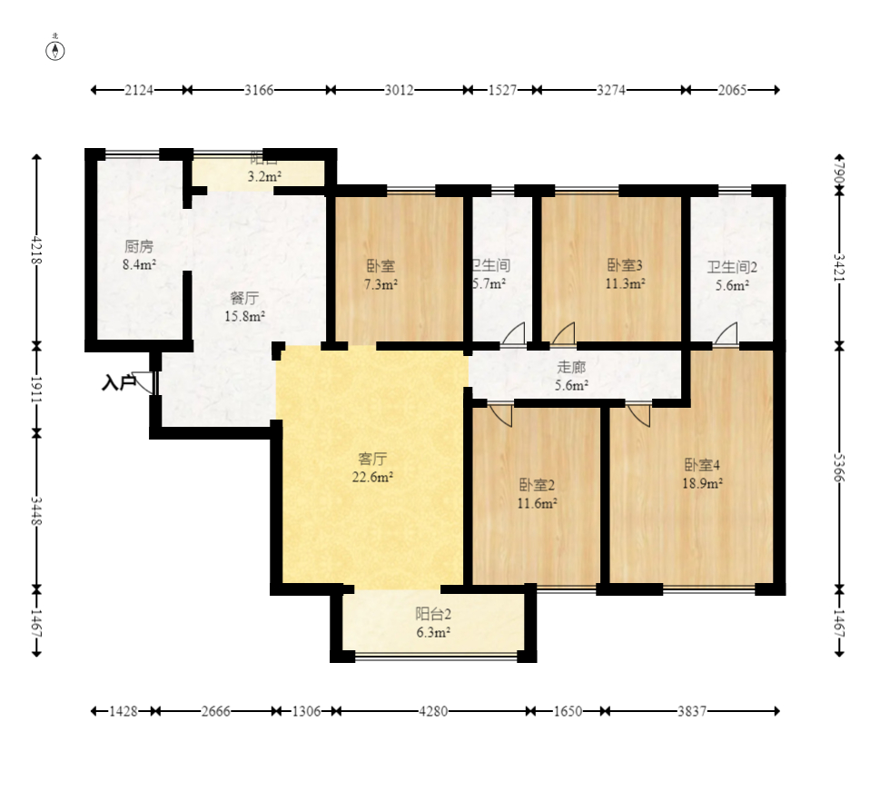 福天星中心(福天星雅苑) 4室2厅2卫 115.0万 福天星中心(福天星雅苑) 4室2厅2卫 115.0万户型图