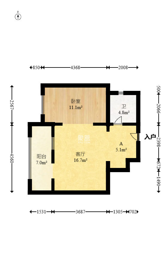 听香水榭  1室1厅1卫   48.00万
