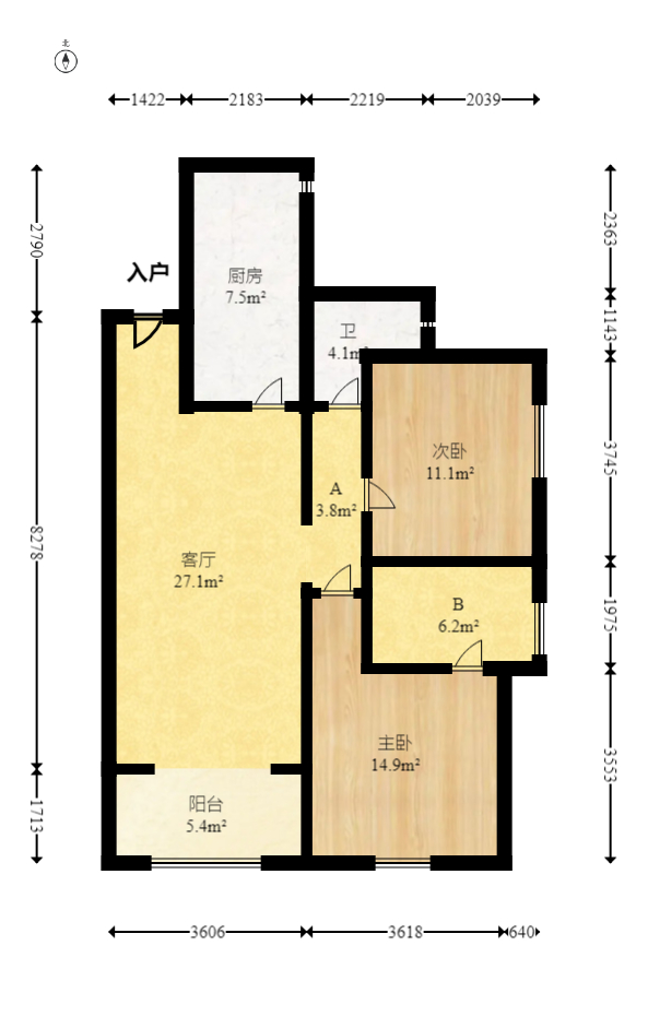 星湖湾一期高层  2室2厅1卫    90.0万 星湖湾一期高层  2室2厅1卫    90.0万户型图