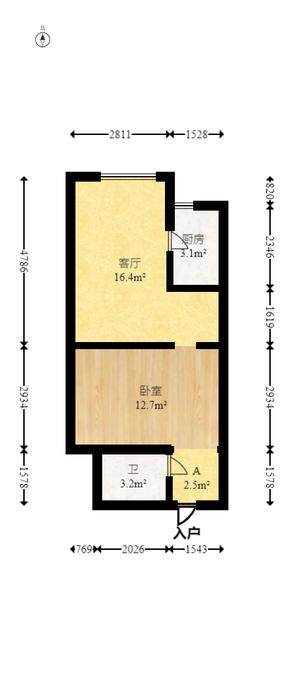 先锋东外滩  1室1厅1卫   36.00万室内图1