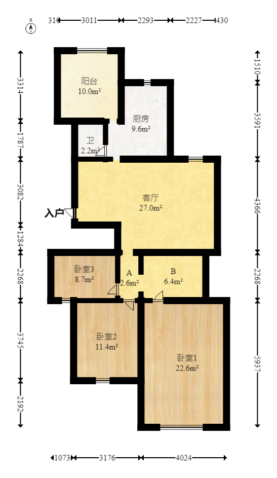 省儿童医院单位宿舍  3室1厅1卫   105.60万室内图1