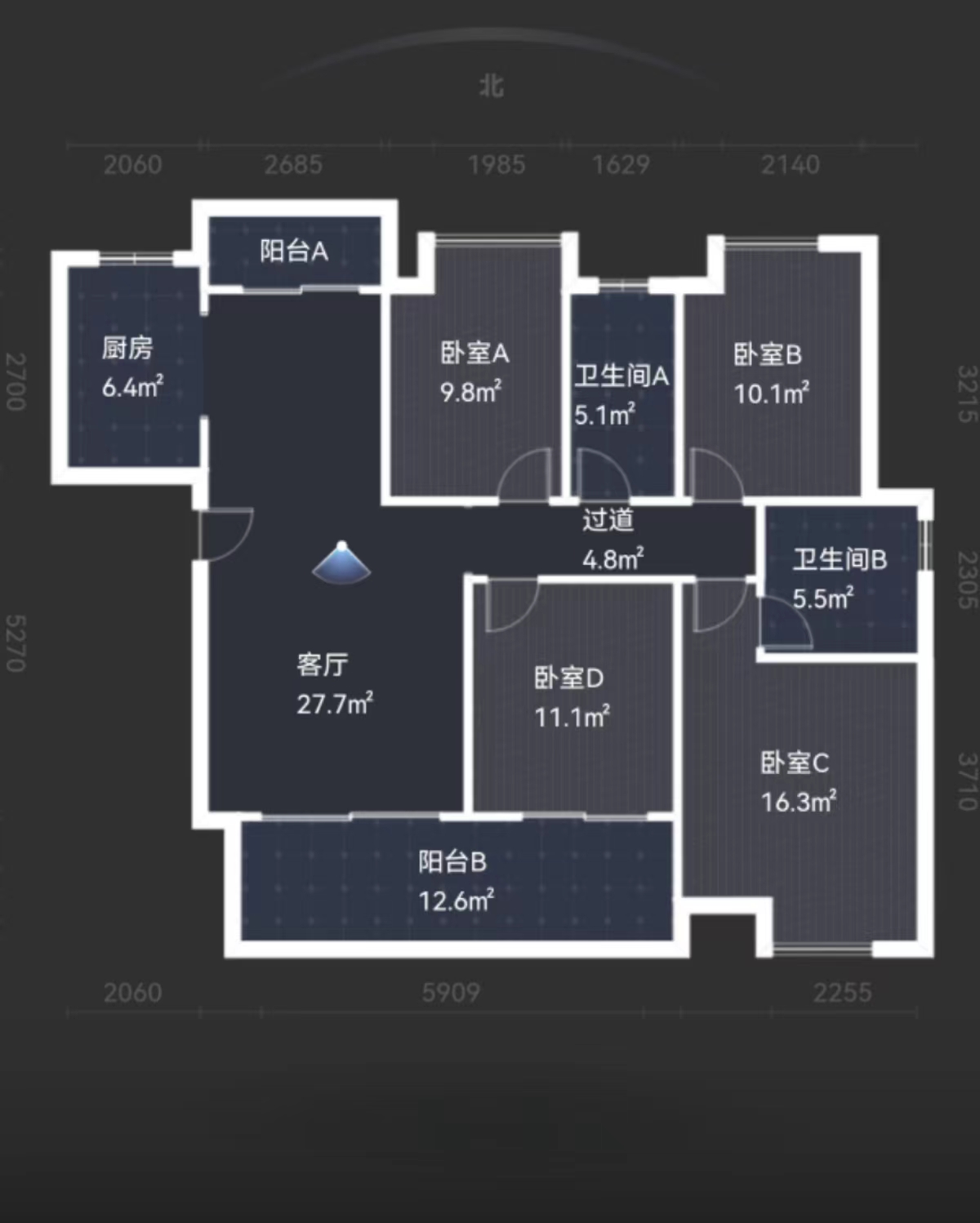长房湘江府  4室2厅2卫   106.00万