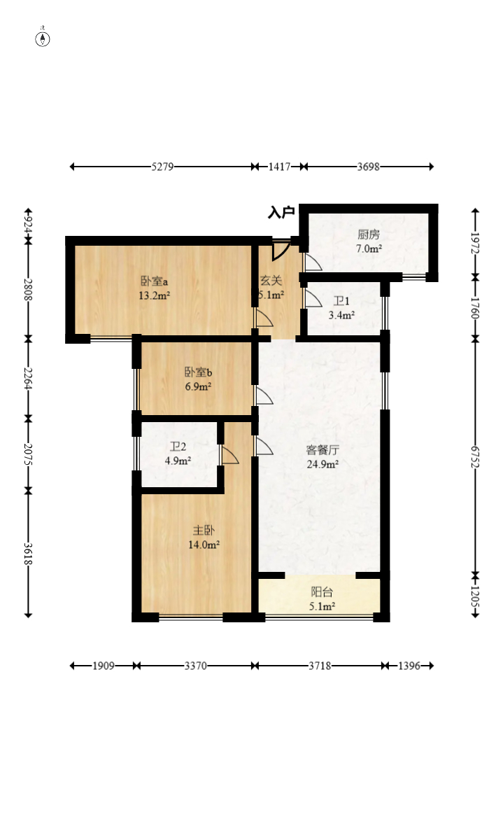 中国铁建梅溪青秀二期  3室2厅2卫   135.00万室内图1
