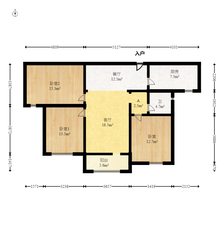 运达锦绣广场 3室2厅1卫 118.0万 运达锦绣广场 3室2厅1卫 118.0万户型图