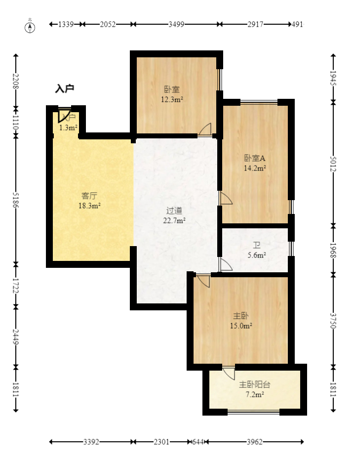 锦璨家园  3室2厅1卫   65.80万室内图1