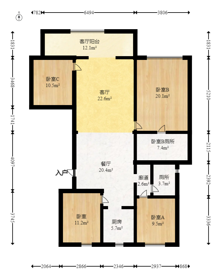建发电建江山悦  4室2厅2卫   213.00万室内图1