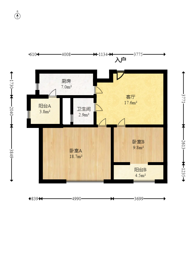 鑫远和城（一、二期）  2室1厅1卫   58.60万室内图1
