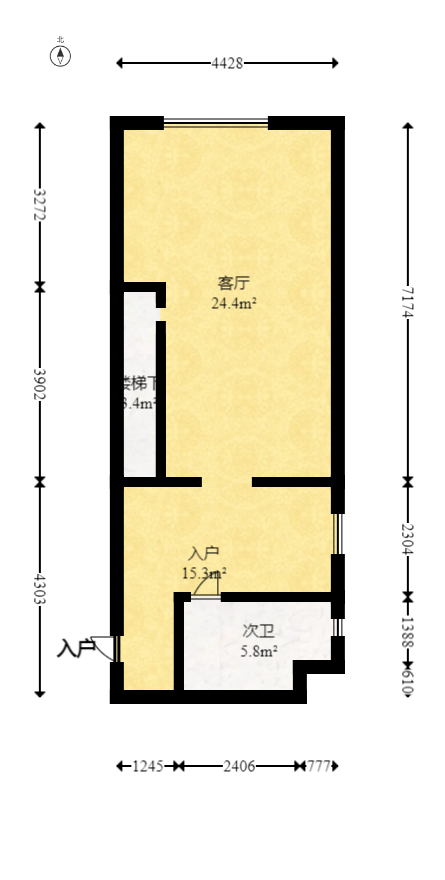 北辰府（北辰三角洲C1区）  2室2厅1卫   105.00万室内图1
