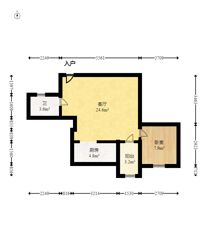 东方银座（东方摩卡）  1室1厅1卫   38.00万室内图1