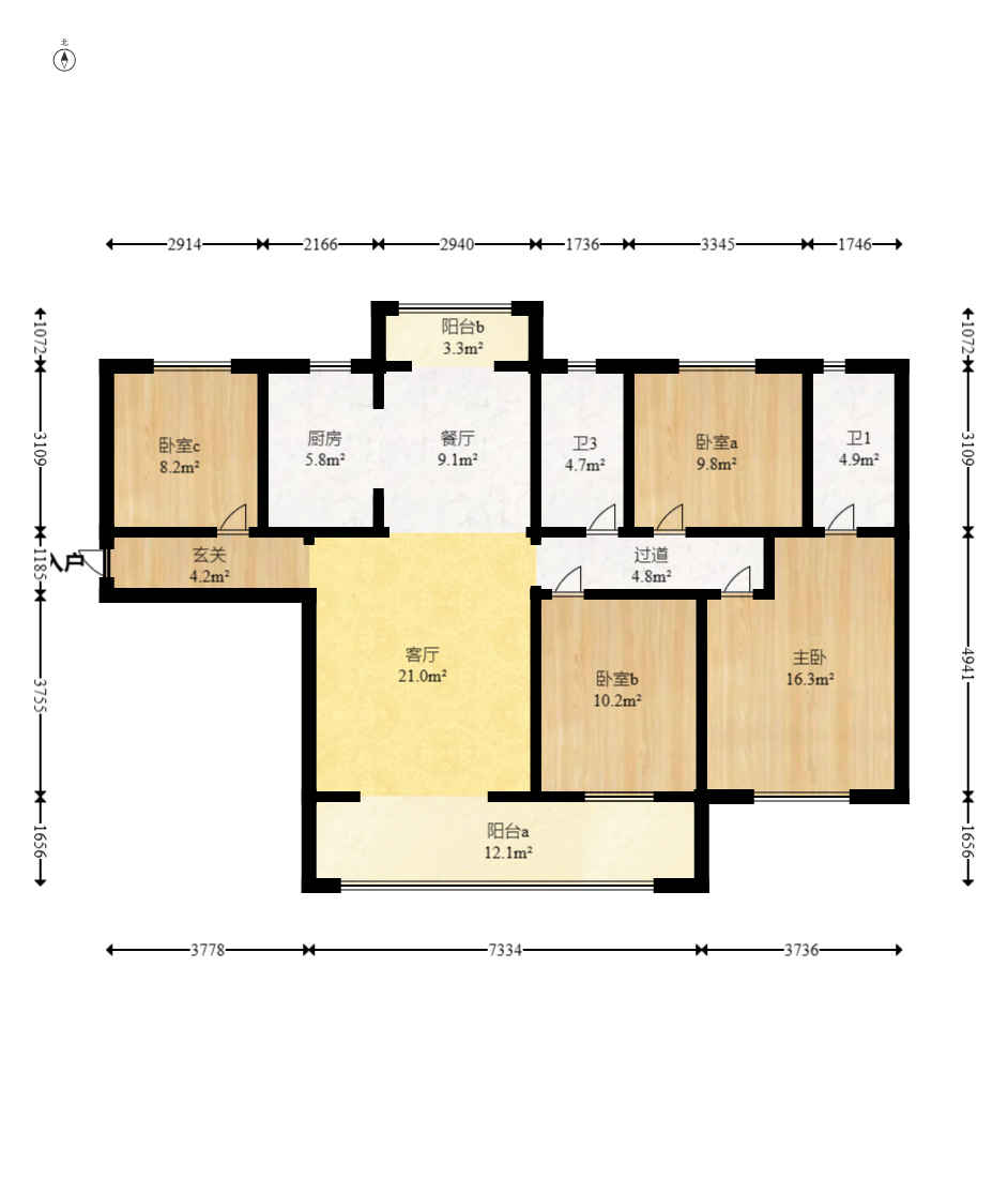 新华联梦想城 4室2厅2卫 96.0万 新华联梦想城 4室2厅2卫 96.0万户型图