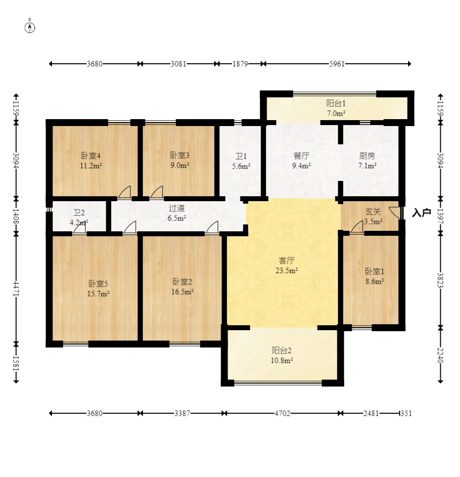 万润滨江天著  5室2厅2卫    162.0万 万润滨江天著  5室2厅2卫    162.0万户型图