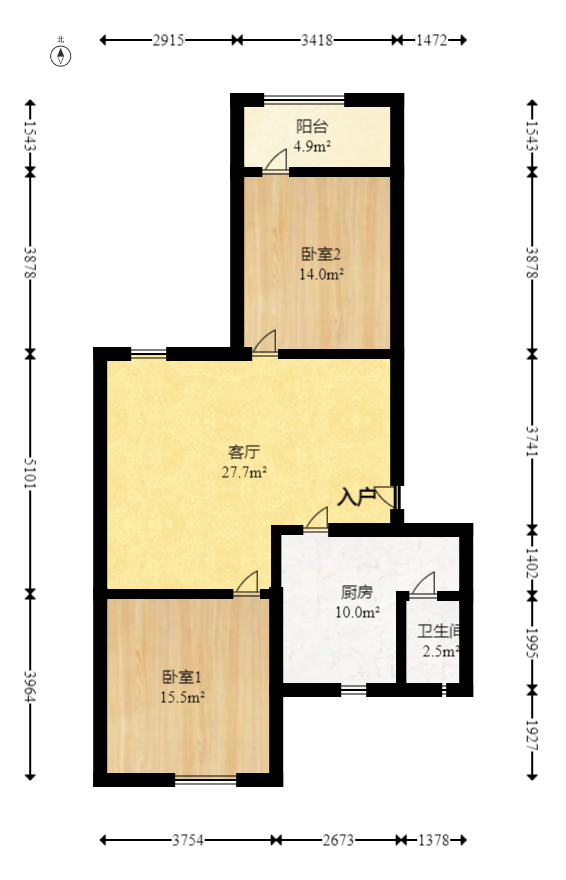 狮子山一片  2室1厅1卫   49.00万室内图1