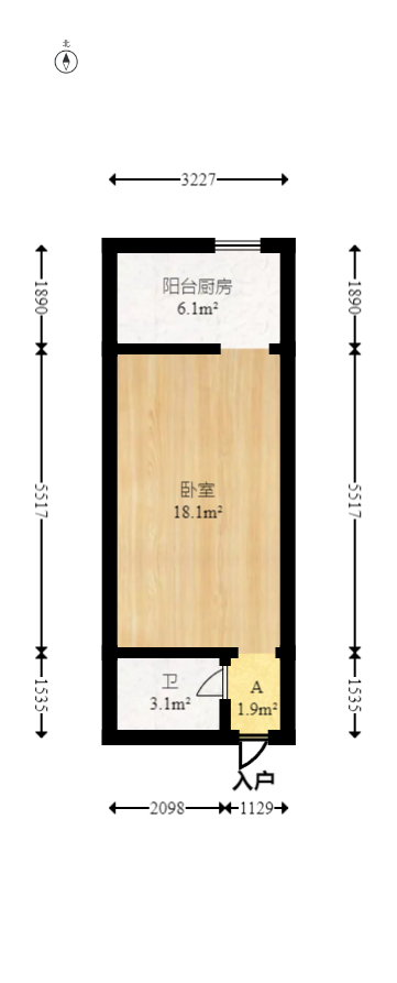 国泰九龙湾  1室1厅1卫   29.80万室内图1
