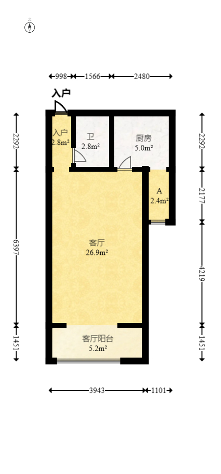 筑梦佳园  3室2厅2卫   104.80万室内图1