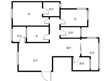 星海明筑  3室2厅2卫   90.60万室内图