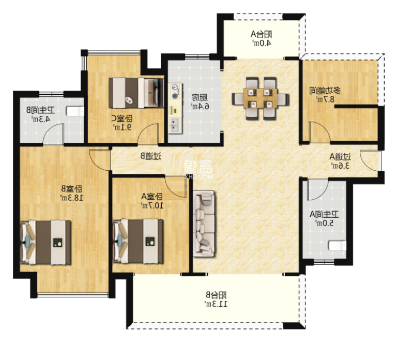 金轮津桥华府  4室3厅2卫    108.0万