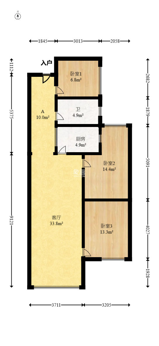 润屋美院  3室2厅1卫   99.80万