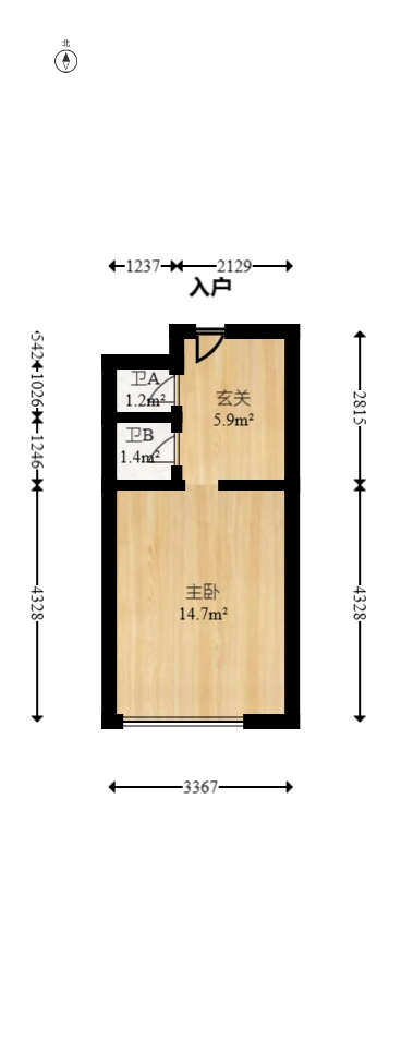 保利天禧EF区  1室1厅1卫    39.99万室内图1