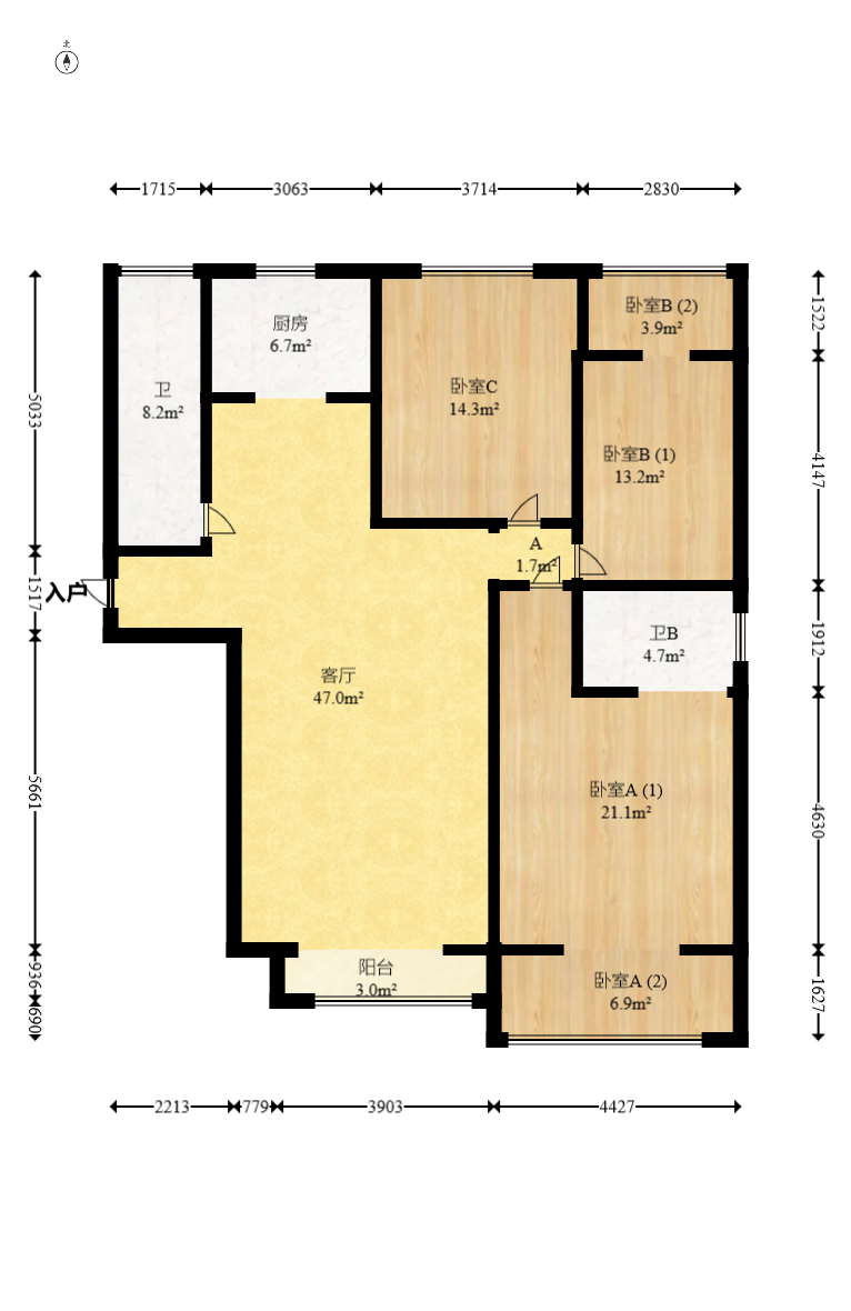 玛依拉山庄  3室2厅2卫    112.0万 玛依拉山庄  3室2厅2卫    112.0万户型图