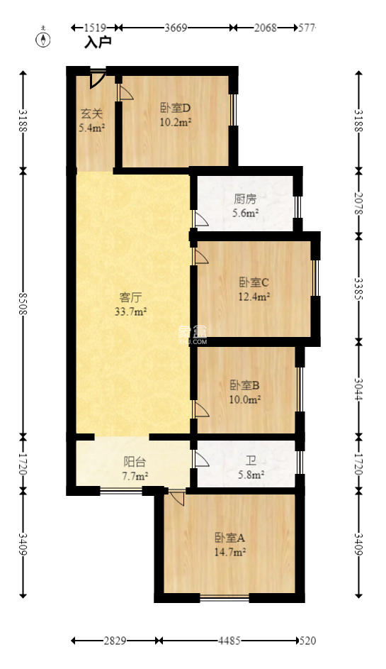 悦湖山  4室2厅2卫    78.0万室内图1