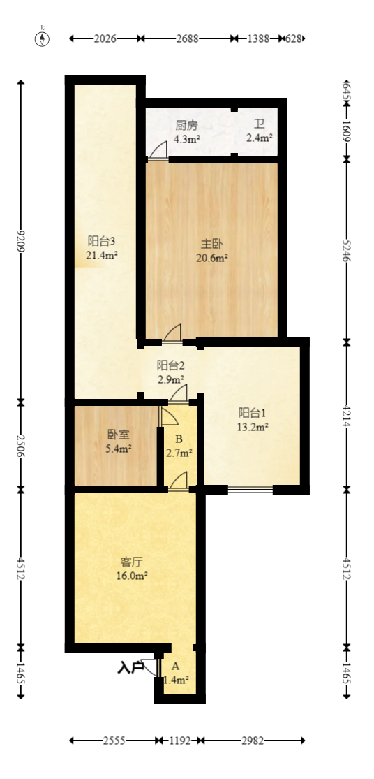 湖南省人民政府第一招待所宿舍(司马里34号)  4室1厅1卫   60.00万室内图1
