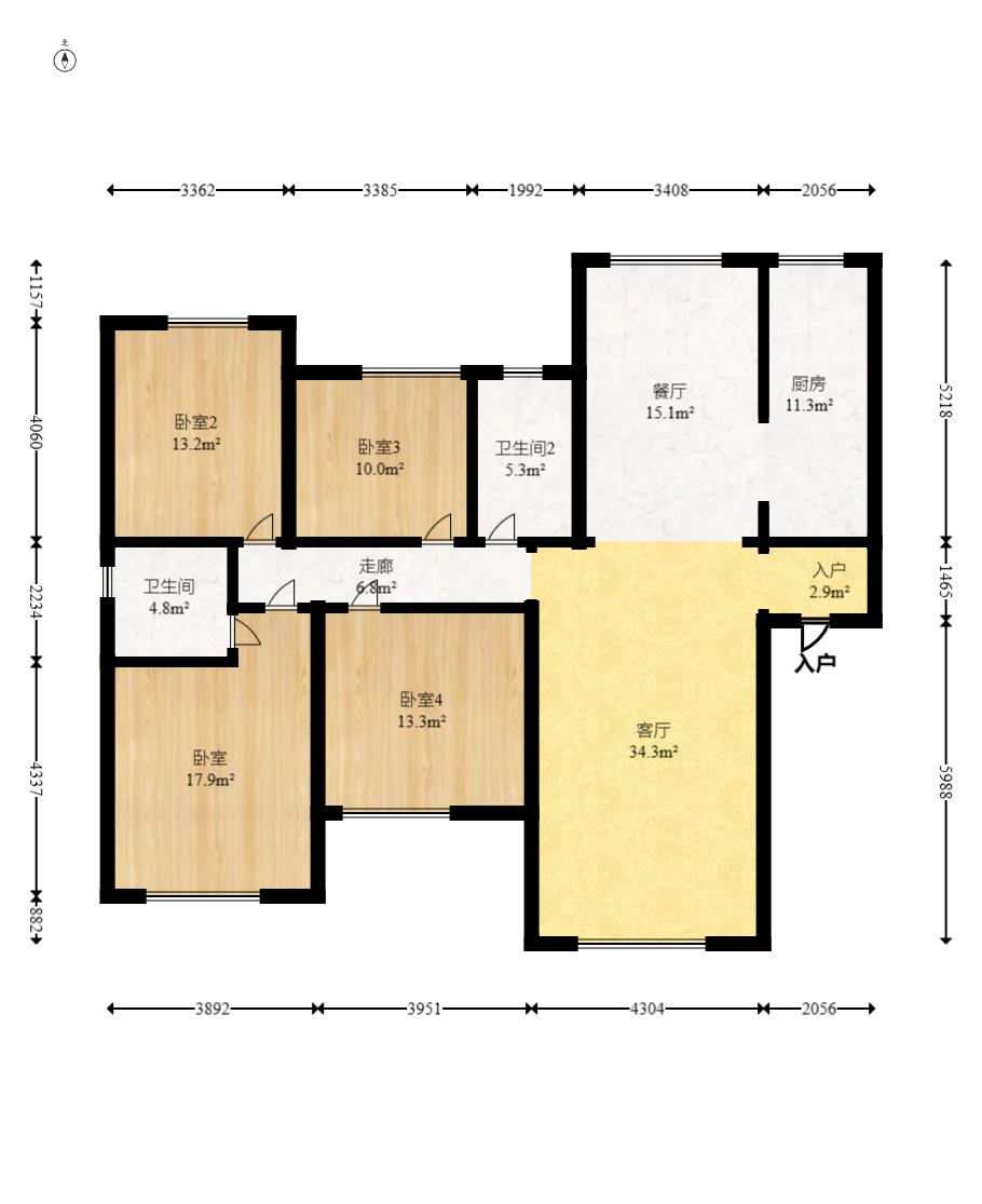 中交中央公园D4区  4室2厅2卫   174.80万室内图1