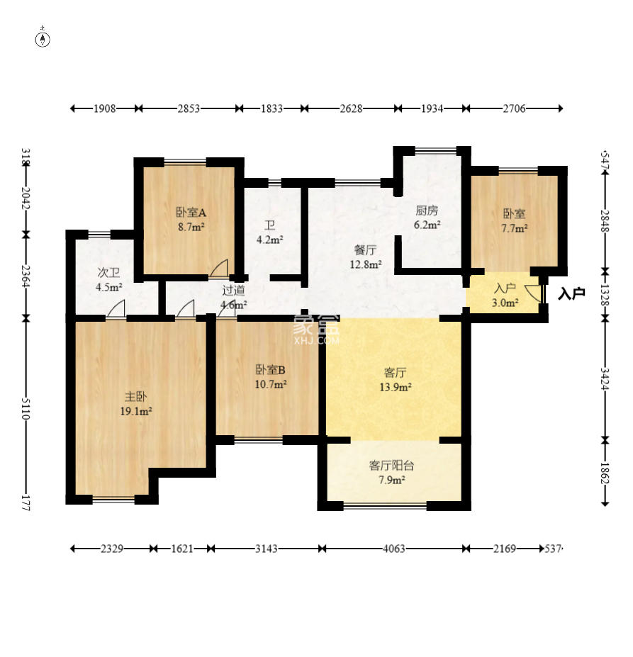 旺德府恺悦国际 4室2厅2卫 78.00万 旺德府恺悦国际 4室2厅2卫 78.00万户型图