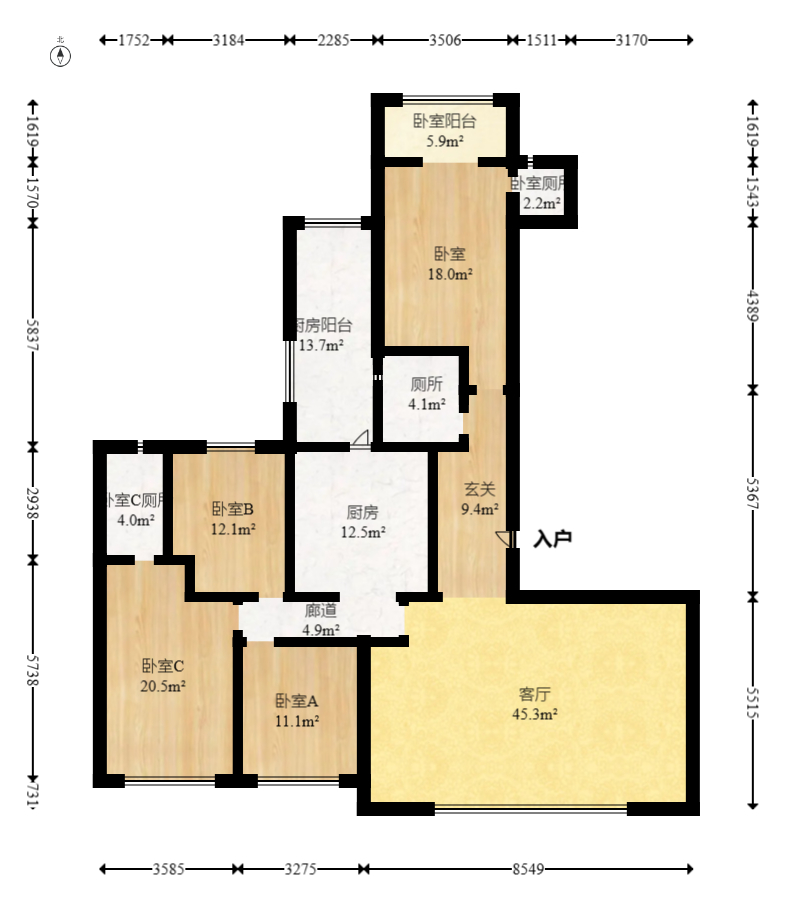 保利天禧C区  4室2厅1卫   500.00万室内图1