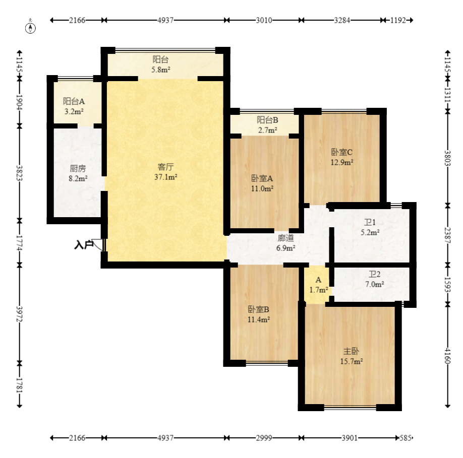 邦盛水岸御园 3室2厅2卫 84.8万 邦盛水岸御园 3室2厅2卫 84.8万户型图