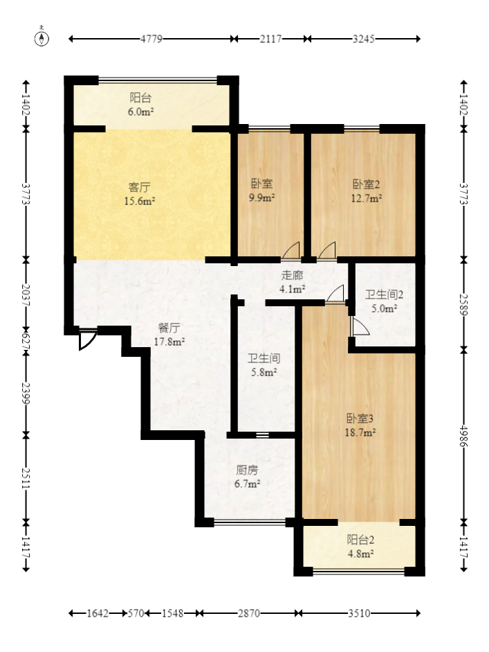昌和商业中心/昌和国际 3室2厅1卫 82.8万 昌和商业中心/昌和国际 3室2厅1卫 82.8万户型图