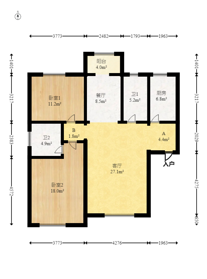 和庄  3室2厅2卫   128.00万室内图1