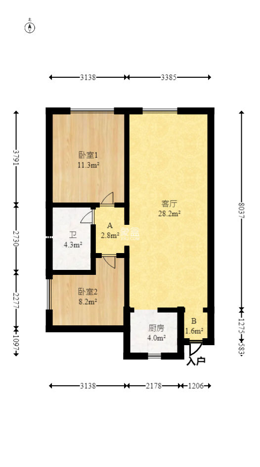 上峰苑（兰亭玥岛）  2室2厅1卫   52.00万