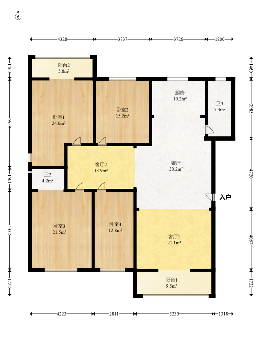 湘银嘉园 4室2厅1卫 140.0万 湘银嘉园 4室2厅1卫 140.0万户型图
