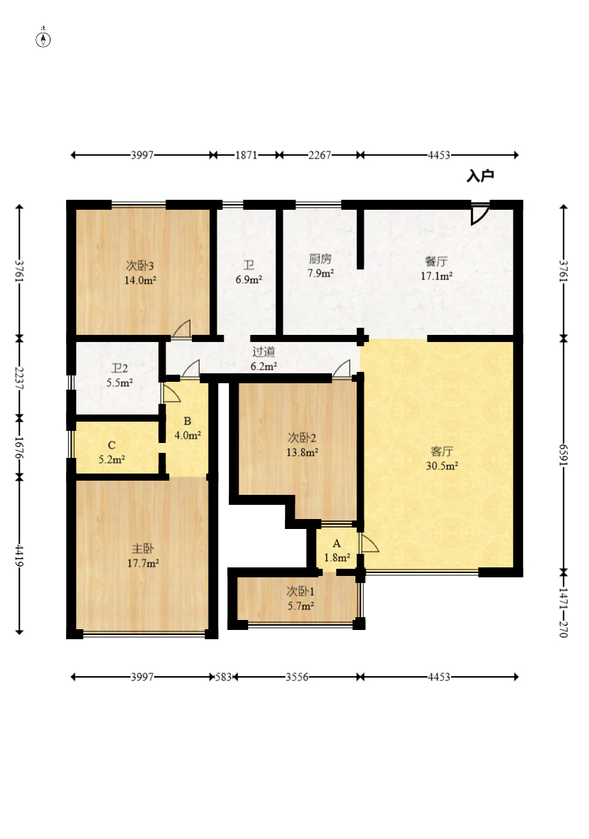 湖南第六工程有限公司机关小区(六公司机关大院)  4室2厅2卫    120.0万 湖南第六工程有限公司机关小区(六公司机关大院)  4室2厅2卫    120.0万户型图